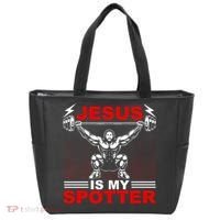 Jesus Is My Spotter Funny Christian Weightlifting Gym Tote Bag thumb 0
