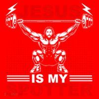 Jesus Is My Spotter Funny Christian Weightlifting Gym Santa Hat thumb 1