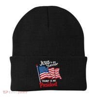 Jesus Is My Savior Trump Is My President Beanie thumb 0