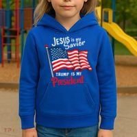 Jesus Is My Savior Trump Is My President Kids Hoodie thumb 3