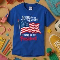 Jesus Is My Savior Trump Is My President Kids T-Shirt thumb 3