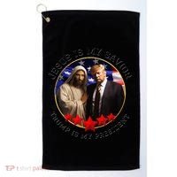 Jesus Is My Savior Trump Is My President American Flag Golf Towel thumb 0