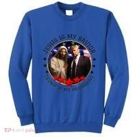Jesus Is My Savior Trump Is My President American Flag Sweatshirt thumb 0