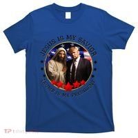 Jesus Is My Savior Trump Is My President American Flag T-Shirt thumb 0