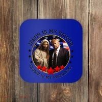 Jesus Is My Savior Trump Is My President American Flag Coaster thumb 0