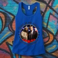 Jesus Is My Savior Trump Is My President American Flag Women's Tank Top thumb 3