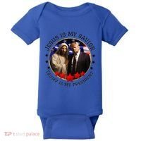 Jesus Is My Savior Trump Is My President American Flag Baby Bodysuit thumb 0
