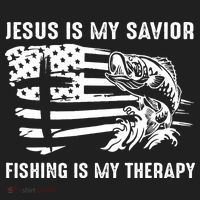 Jesus Is My Savior Fishing Is My Therapy American Flag Comfort Colors Boxy T-Shirt thumb 3