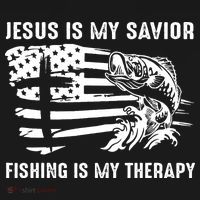 Jesus Is My Savior Fishing Is My Therapy American Flag Sustainable Bucket Hat thumb 2