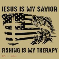 Jesus Is My Savior Fishing Is My Therapy American Flag Hoodie thumb 2