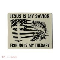 Jesus Is My Savior Fishing Is My Therapy American Flag Mousepad thumb 0
