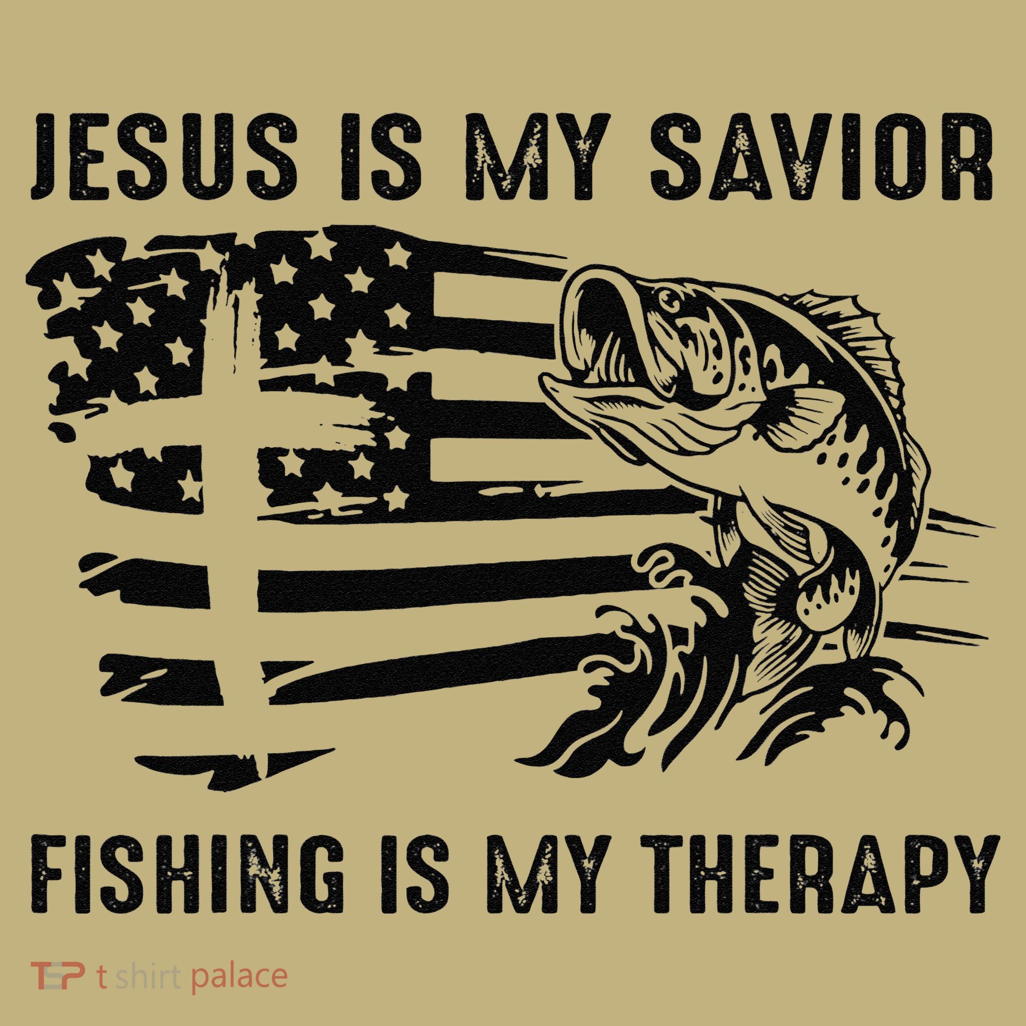 Jesus Is My Savior Fishing Is My Therapy American Flag Mousepad