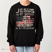 Jesus Is My Savior Trump Is My President Women's Sweatshirt thumb 0