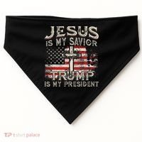 Jesus Is My Savior Trump Is My President USA-Made Doggie Bandana thumb 0