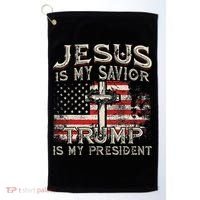 Jesus Is My Savior Trump Is My President Golf Towel thumb 0