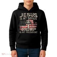 Jesus Is My Savior Trump Is My President Kids Hoodie thumb 4