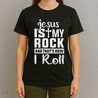 Jesus Is My Rock Baptism Adults Funny T-Shirt thumb 4