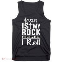 Jesus Is My Rock Baptism Adults Funny Tank Top thumb 0