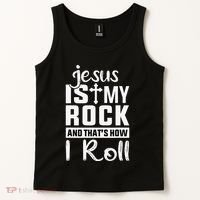 Jesus Is My Rock Baptism Adults Funny Tank Top thumb 2