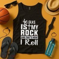 Jesus Is My Rock Baptism Adults Funny Tank Top thumb 4