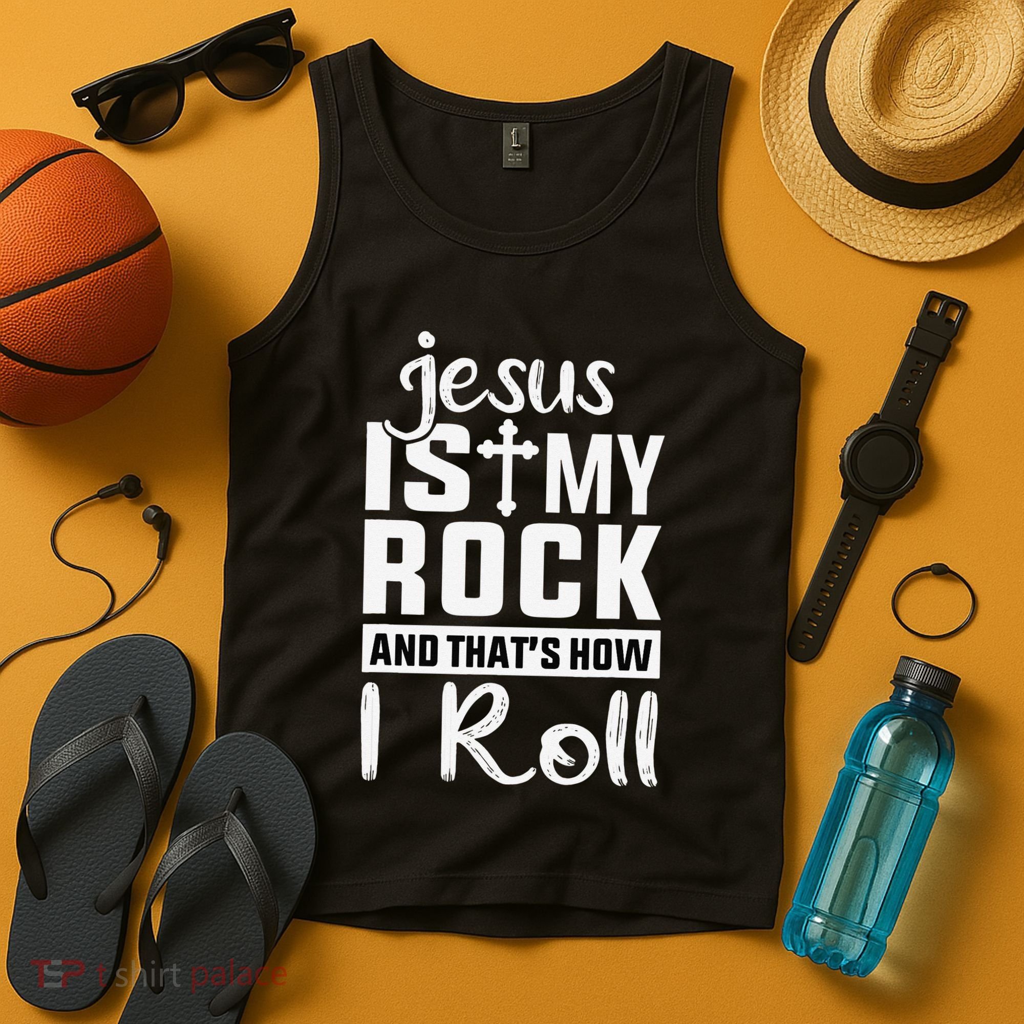 Jesus Is My Rock Baptism Adults Funny Tank Top