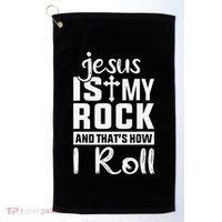 Jesus Is My Rock Baptism Adults Funny Golf Towel thumb 0