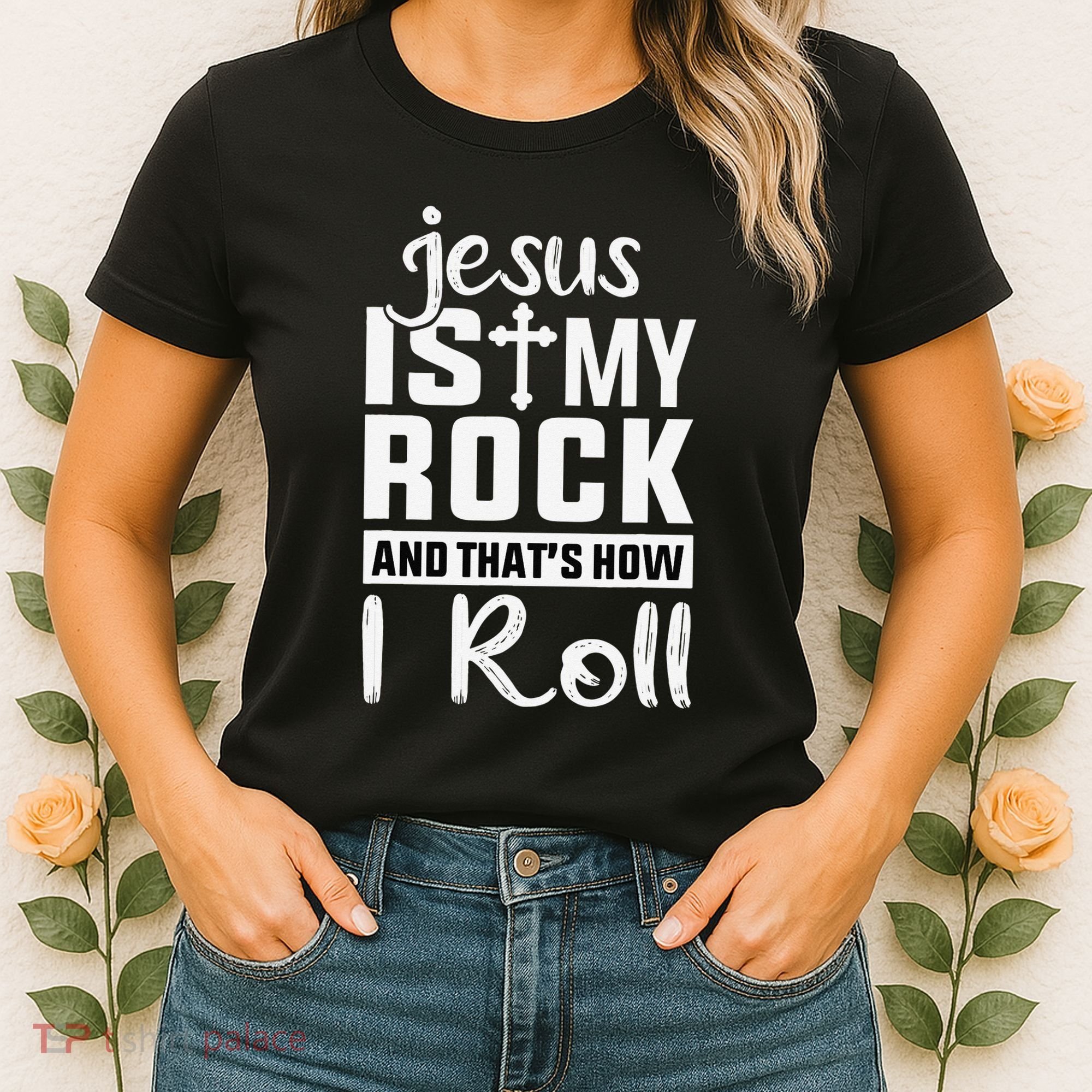 Jesus Is My Rock Baptism Adults Funny Women's T-Shirt