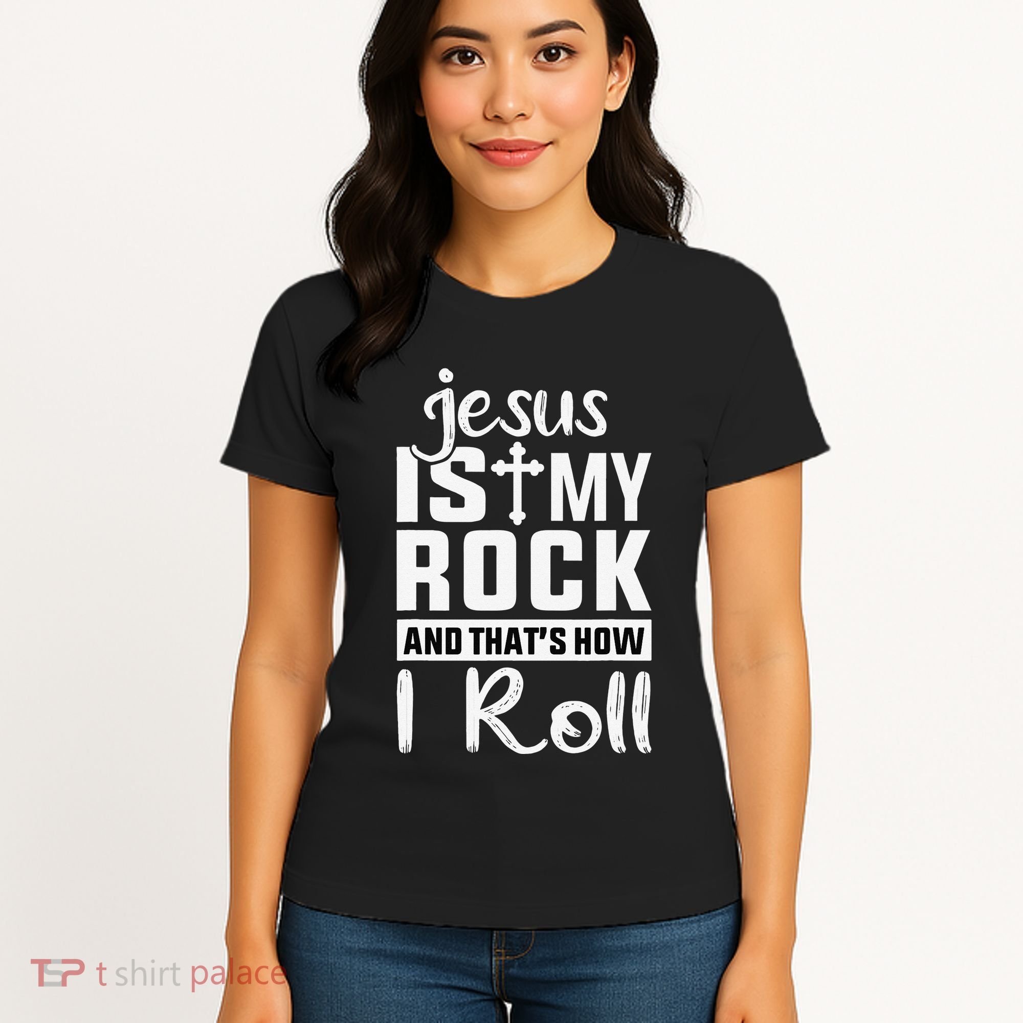Jesus Is My Rock Baptism Adults Funny Women's T-Shirt