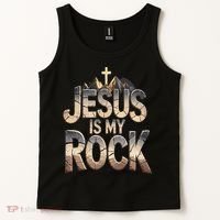 Jesus Is My Rock Religious Christian Biblical Tank Top thumb 2