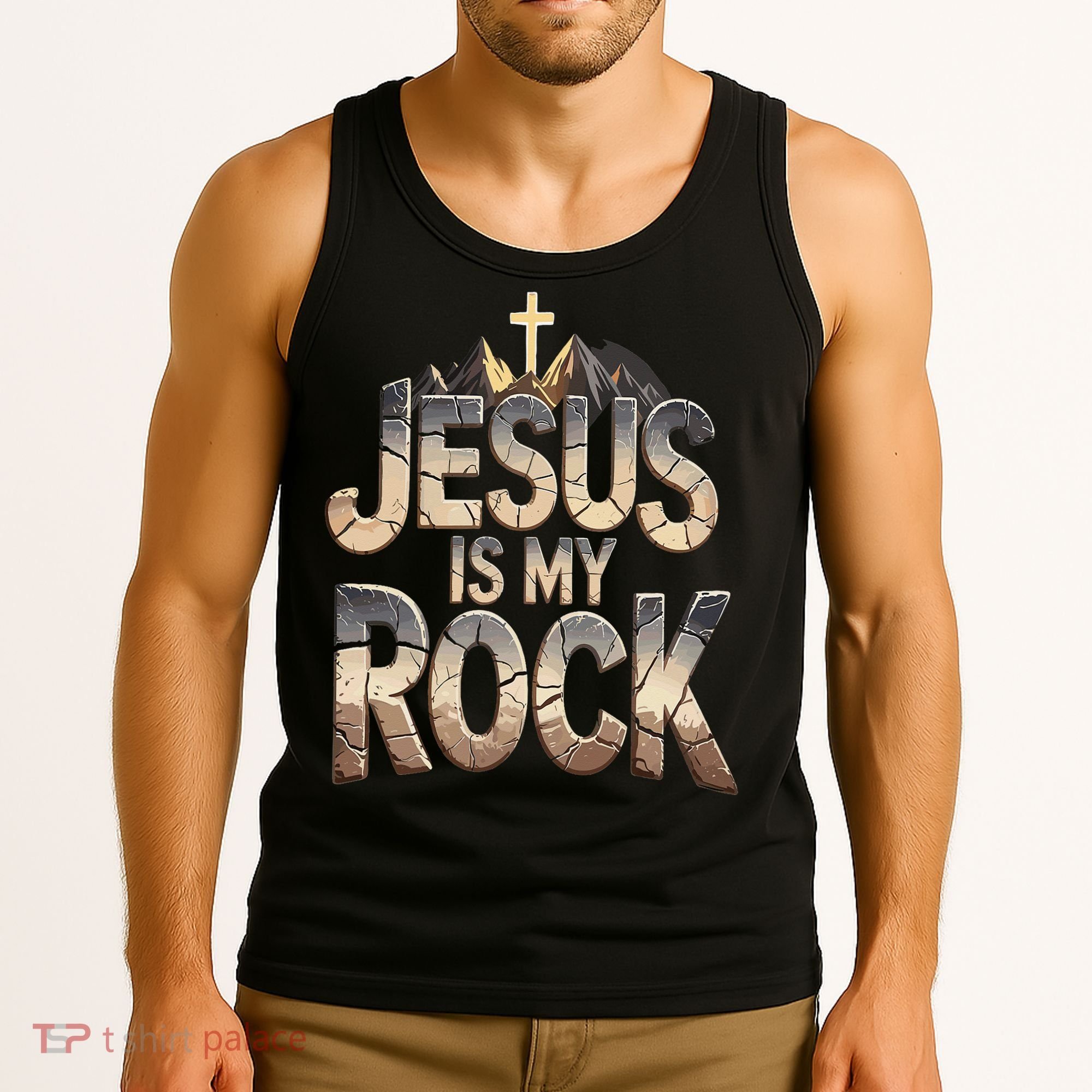 Jesus Is My Rock Religious Christian Biblical Tank Top
