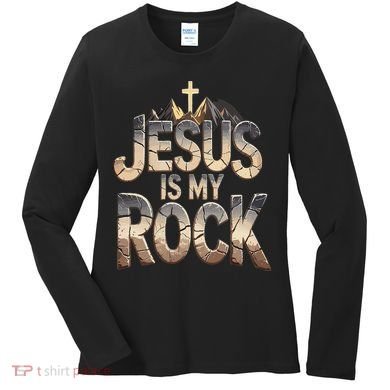 Jesus Is My Rock Religious Christian Biblical Women's Long Sleeve Shirt