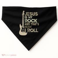 Jesus Is My Rock And That Is How I Roll Christian Guitarist USA-Made Doggie Bandana thumb 0