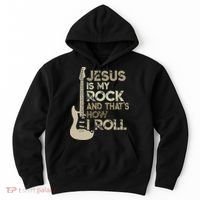 Jesus Is My Rock And That Is How I Roll Christian Guitarist Hoodie thumb 0