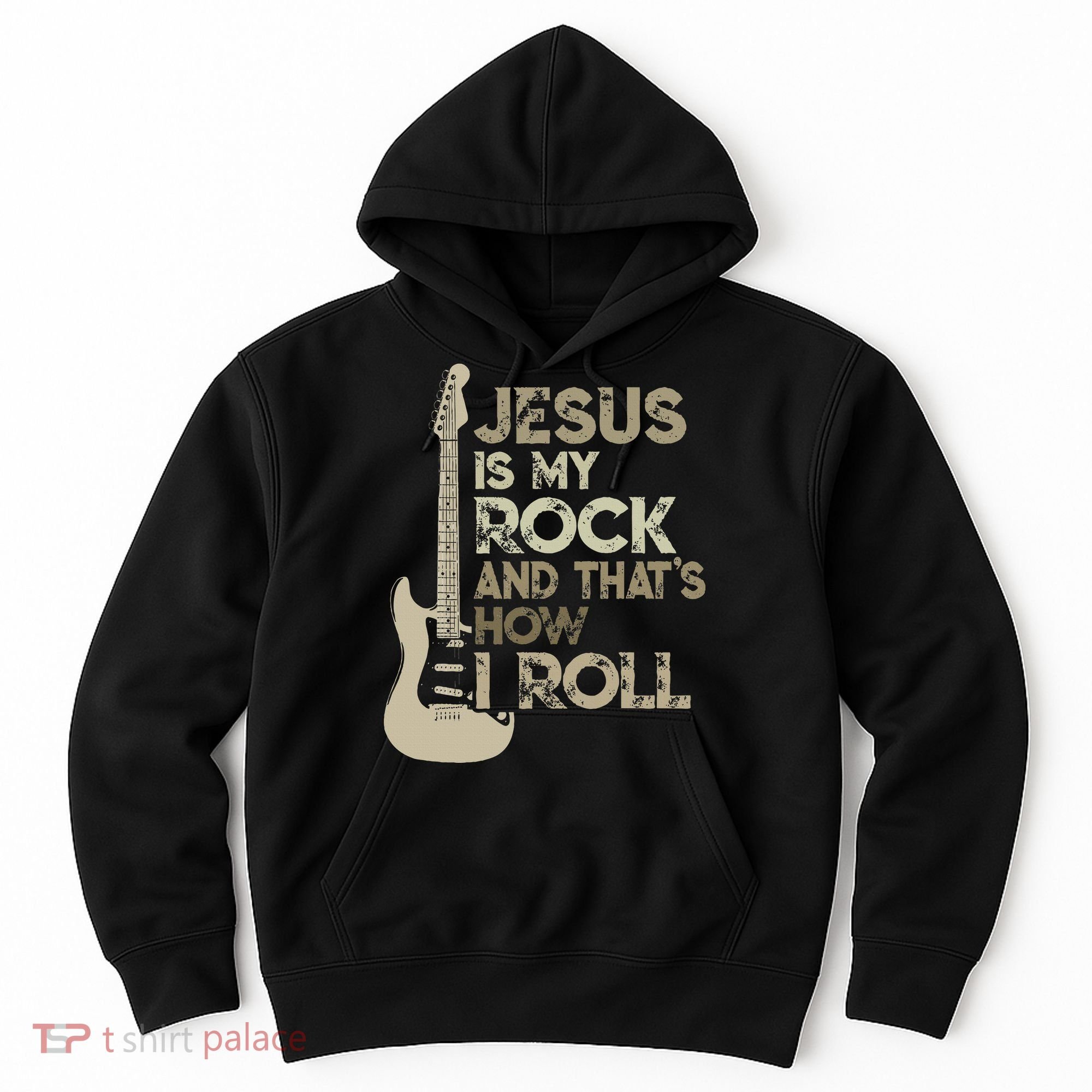 Jesus Is My Rock And That Is How I Roll Christian Guitarist Hoodie