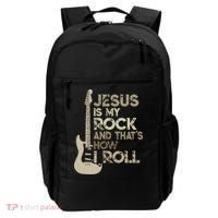 Jesus Is My Rock And That Is How I Roll Christian Guitarist Backpack thumb 0