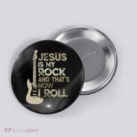 Jesus Is My Rock And That Is How I Roll Christian Guitarist Button thumb 0