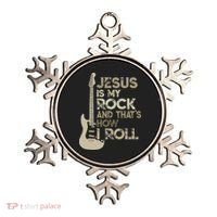 Jesus Is My Rock And That Is How I Roll Christian Guitarist Ornament thumb 0