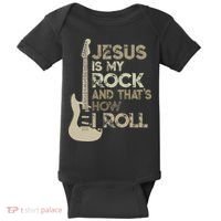 Jesus Is My Rock And That Is How I Roll Christian Guitarist Baby Bodysuit thumb 0