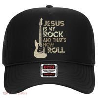 Jesus Is My Rock And That Is How I Roll Christian Guitarist Hat thumb 0
