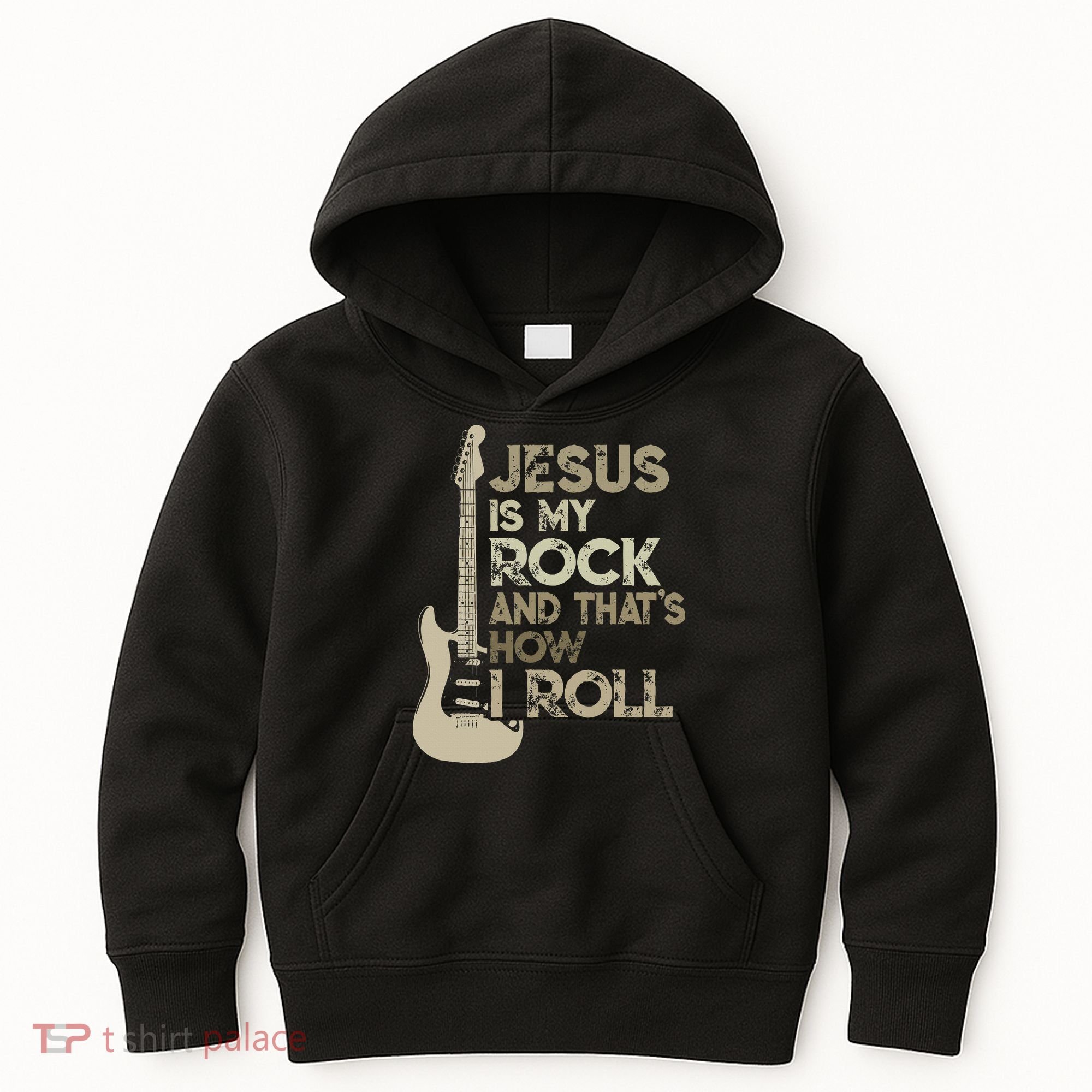 Jesus Is My Rock And That Is How I Roll Christian Guitarist Kids Hoodie