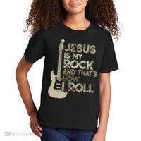 Jesus Is My Rock And That Is How I Roll Christian Guitarist Kids T-Shirt thumb 2