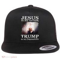 Jesus Is My Savior Trump Is My President Flat Bill Trucker Hat thumb 0