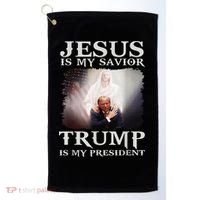 Jesus Is My Savior Trump Is My President Golf Towel thumb 0