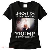Jesus Is My Savior Trump Is My President Women's T-Shirt thumb 0