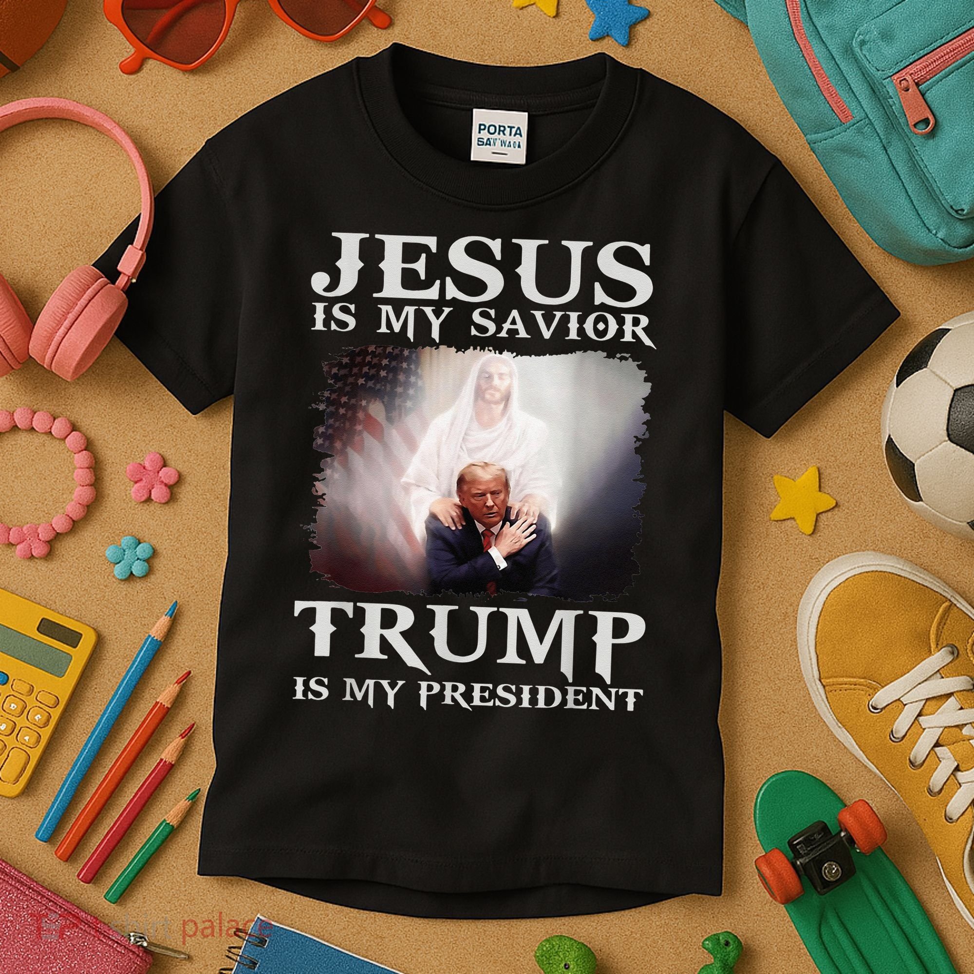 Jesus Is My Savior Trump Is My President Kids T-Shirt