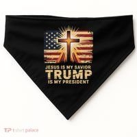 Jesus Is My Savior Trump Is My President Biblical USA-Made Doggie Bandana thumb 0