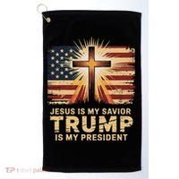 Jesus Is My Savior Trump Is My President Biblical Golf Towel thumb 0