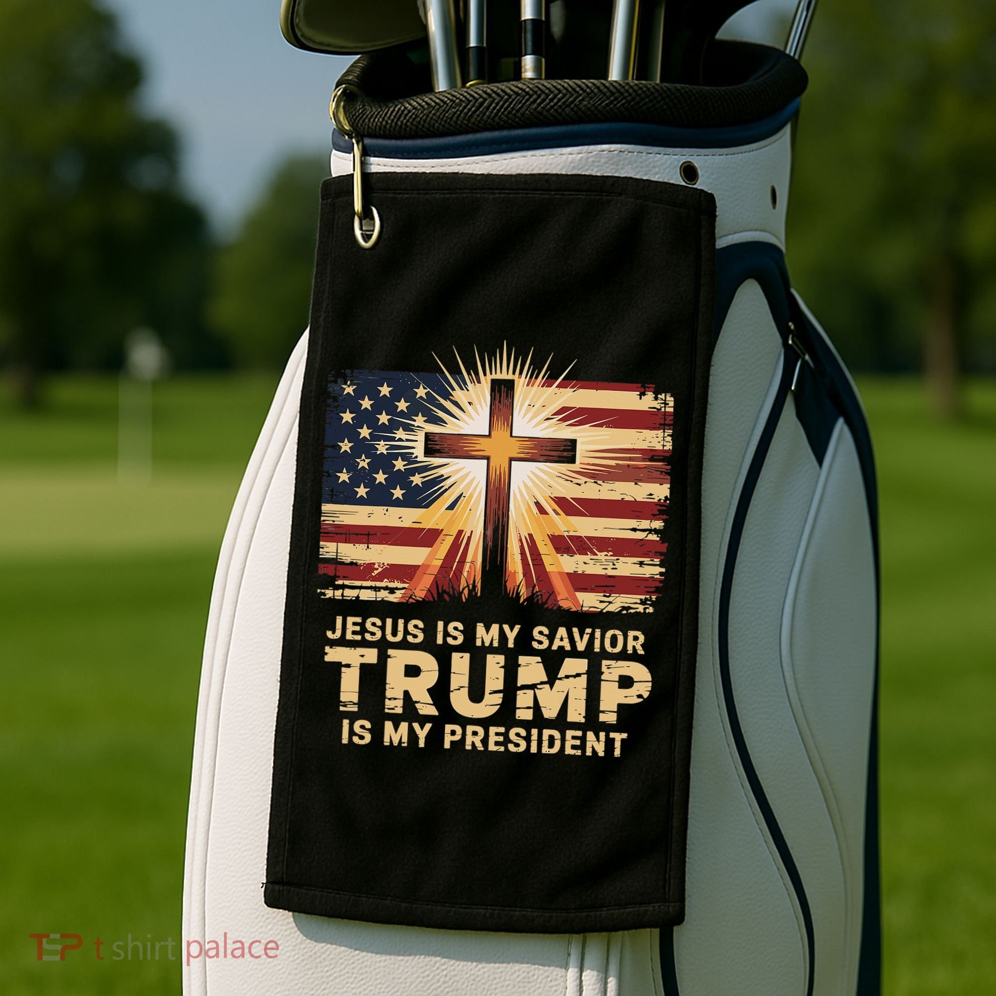 Jesus Is My Savior Trump Is My President Biblical Golf Towel