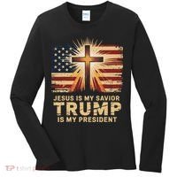 Jesus Is My Savior Trump Is My President Biblical Women's Long Sleeve Shirt thumb 0