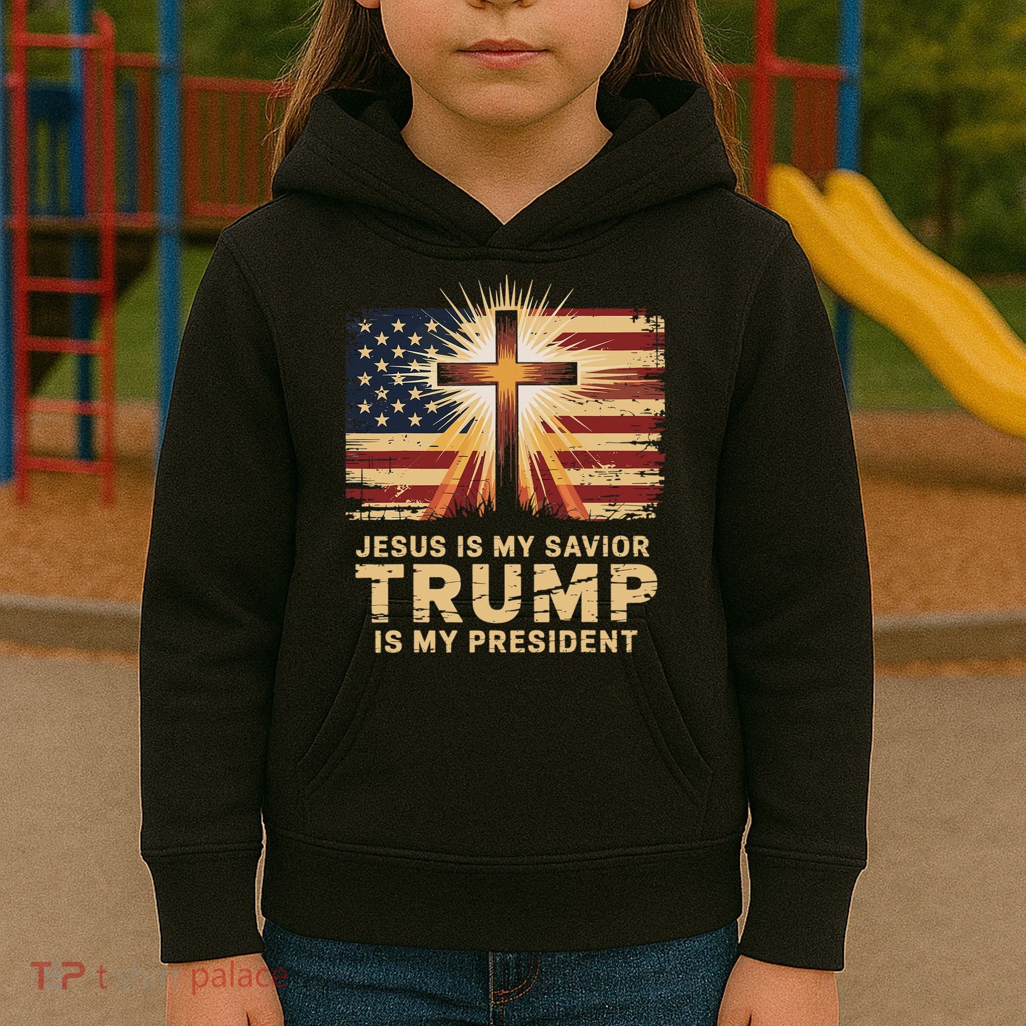 Jesus Is My Savior Trump Is My President Biblical Kids Hoodie